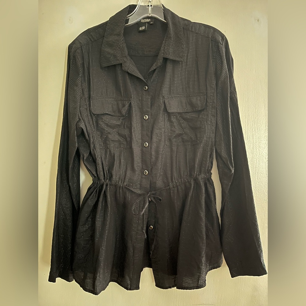 Peck & Peck Black Textured Long Sleeve Shirt